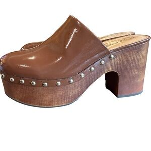 Wild Pair Brown Studded Platform Mules